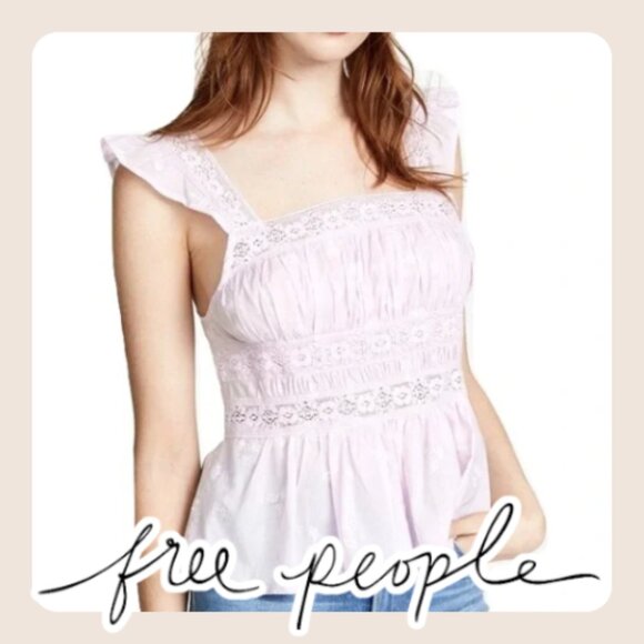Free People | fleurs smock lilac combo lace crop top - Picture 1 of 10